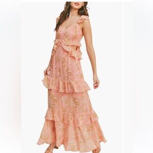 Floral Pink Ruffle Maxi Dress